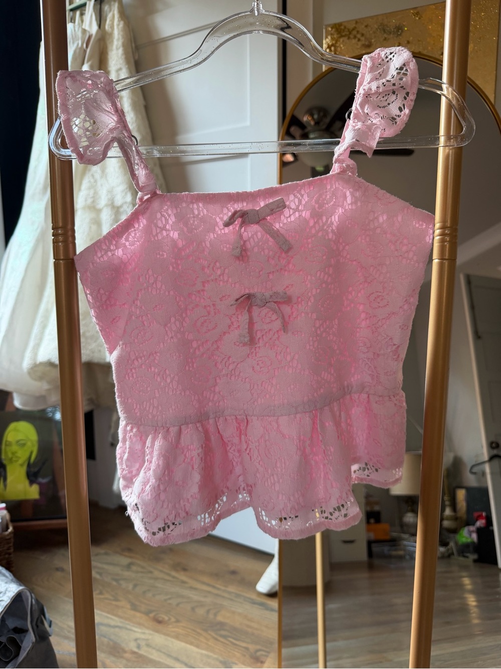 abercrombie kids Pink Lace Peplum Camisole Top